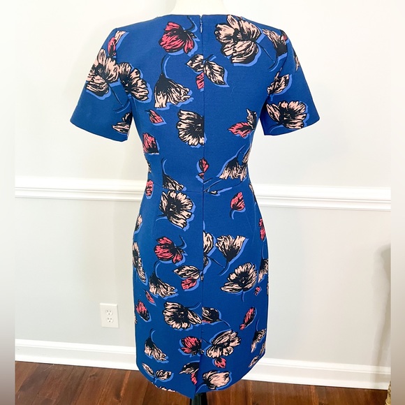 J. Crew Floral Sheath Dress Blue Size 2 - Picture 6 of 9